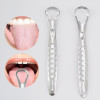 Stainless steel tongue scraper with non-slip handle
